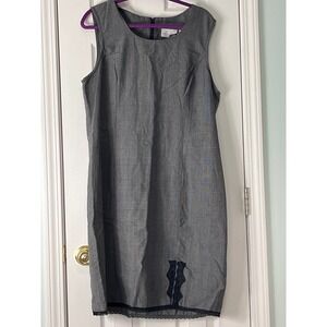 Kathie Lee Collection Glen Plaid Lace Trim Shift Dress XL Black White KLDCABV2